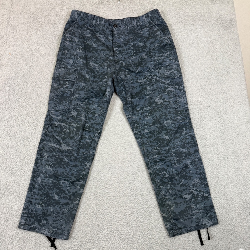 Mens Blue Digital Camo Cargo Pants Straight Leg Tactical Military Style 40x31